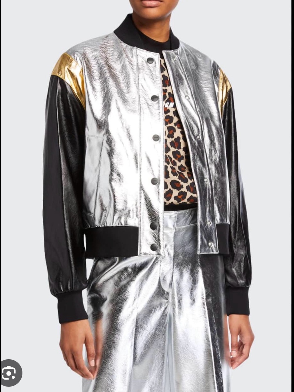 MSGM Metallic Silver and Gold Bomber Jacket